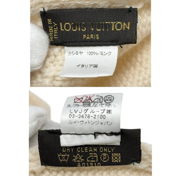 LOUIS VUITTON Vintage Monogram Escharpe Fur Scarf Shawl Cream Cashmere [106438] - Picture 12 of 12
